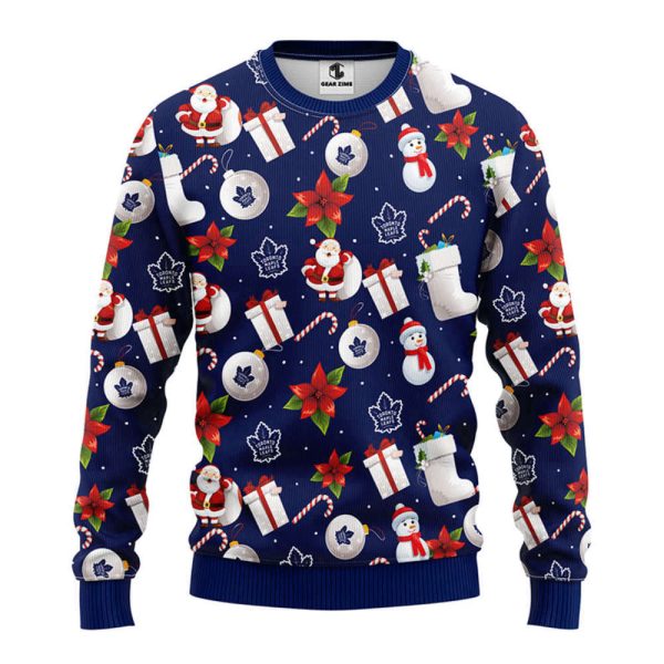 Toronto Maple Leafs Santa Claus Snowman  Christmas Ugly Sweater, Gift For Christmas