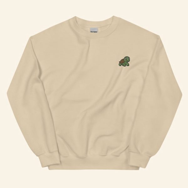 Turtle Embroidered Sweatshirt 2D Crewneck Sweatshirt Gift For Family