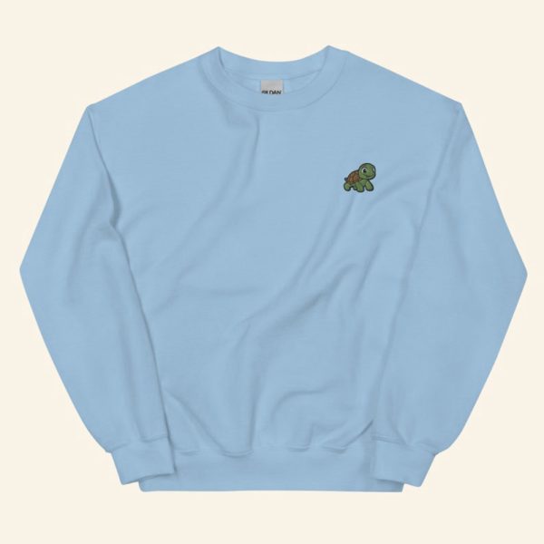 Turtle Embroidered Sweatshirt 2D Crewneck Sweatshirt Gift For Family