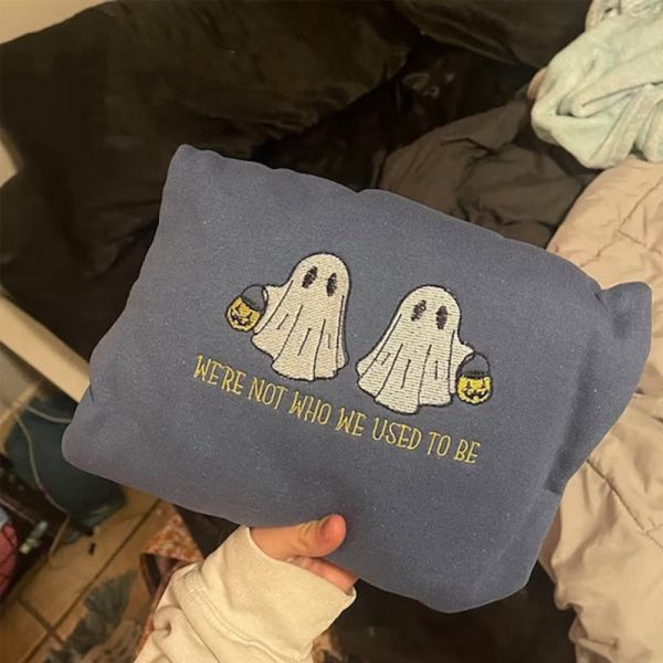 Two Ghosts Embroidered Sweatshirt 2D Crewneck Sweatshirt For Women And Men