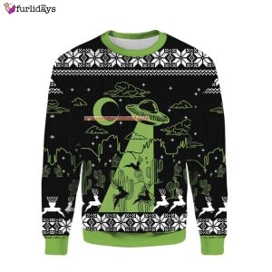 UFO Holographic Ugly Sweater 3D Over…