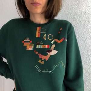 Vintage Embroidered Sweatshirt 2D Crewneck Sweatshirt…