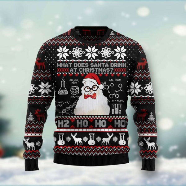 HT102603 What Does Santa Drink Ugly Christmas Sweater – Noel Malalan