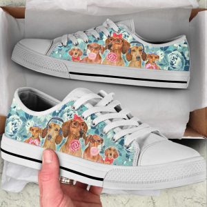 wiener dog flowers pattern low top shoes canvas sneakers casual shoes for men and women dog mom gift 1.jpeg