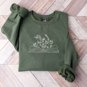 Wildflower Book Embroidered Sweatshirt 2D Crewneck…