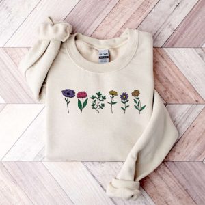 Wildflower Embroidered Sweatshirt 2D Crewneck Sweatshirt…