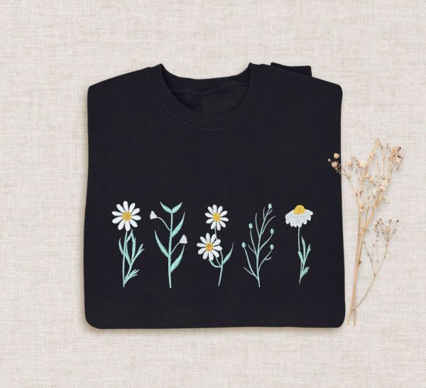Wildflowers Embroidered   Sweatshirt 2D Crewneck Sweatshirt For Family