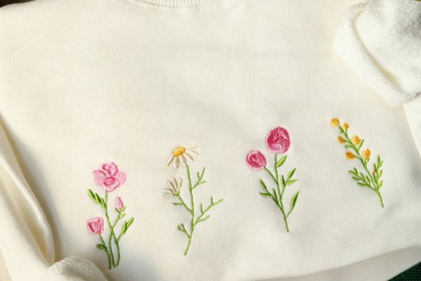 Wildflowers Embroidered Sweatshirt 2D Crewneck Sweatshirt Best For Family