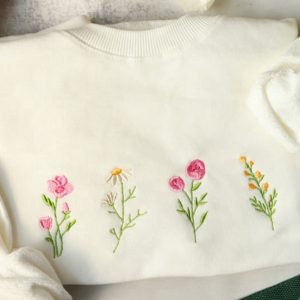 Wildflowers Embroidered Sweatshirt 2D Crewneck Sweatshirt…