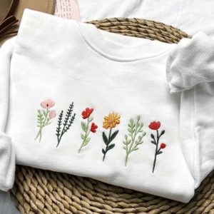 wildflowers embroidered sweatshirt 2d crewneck sweatshirt best gift for family sws3420.jpeg