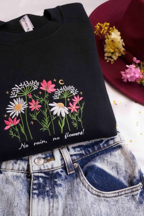 Wildflowers Embroidered Sweatshirt 2D Crewneck Sweatshirt For Men And Women