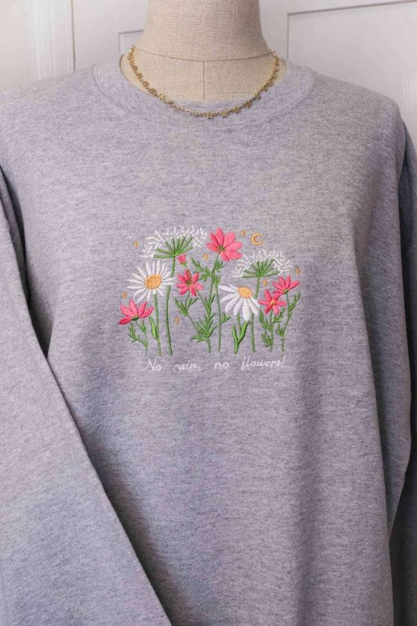 Wildflowers Embroidered Sweatshirt 2D Crewneck Sweatshirt For Men And Women
