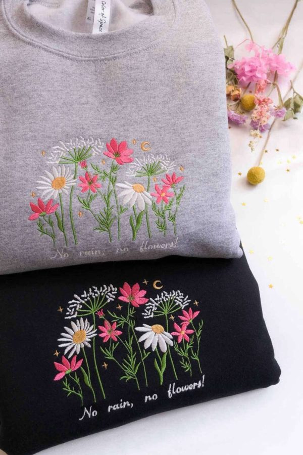 Wildflowers Embroidered Sweatshirt 2D Crewneck Sweatshirt For Men And Women