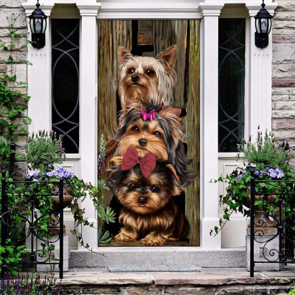 Yorkshire terrier gorgeous babies gift for dog mom gift for yorkie lover Door cover