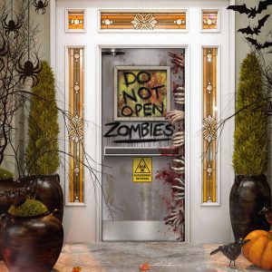 zombies lab do not open halloween door cover decorations for front door.jpeg