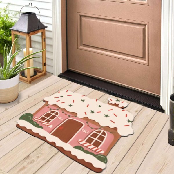 Gingerbread House Doormat Gingerbread Welcome Mat Christmas Decoration Gift