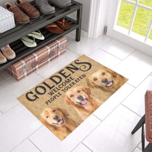 Golden Retrievers Welcome People Tolerated Doormat,…