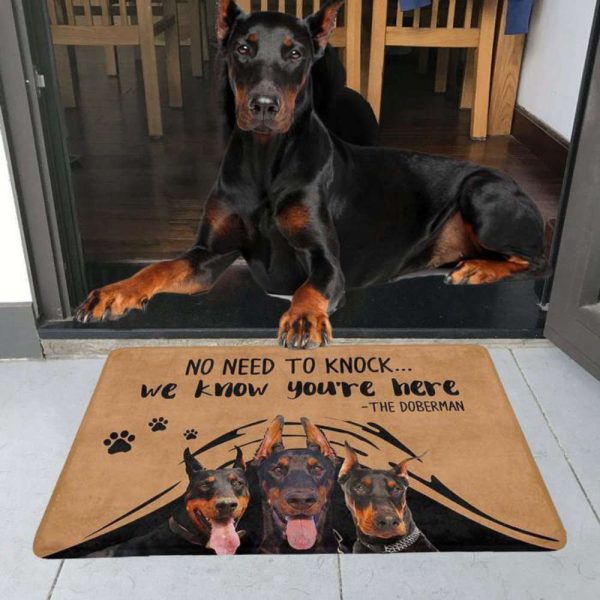 No Need To Knock The Doberman Dog Doormat, Gift For Dog Lovers
