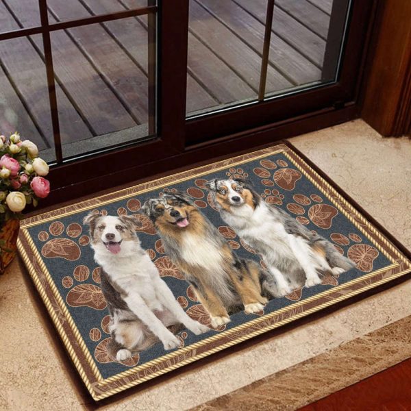 Australian Shepherd Flower Paw – Dog Doormat Gift Home Decor Gift for Dog Lovers