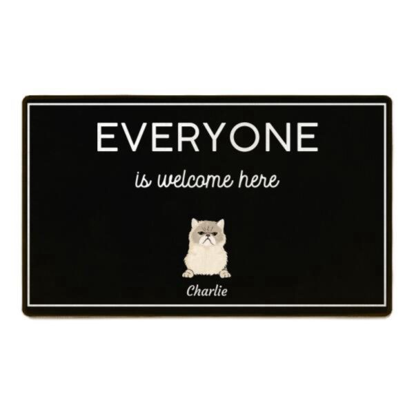 Everyone Is Welcome Here Cat and Dog Personalized Doormat, Gift Home Decor