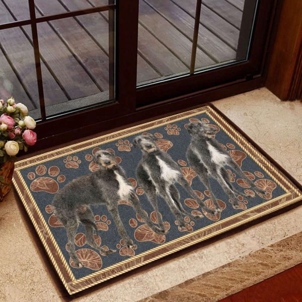 Scottish Deerhound Flower Paw Dog Doormat – Xmas Welcome Mats – Gift For Dog Lovers