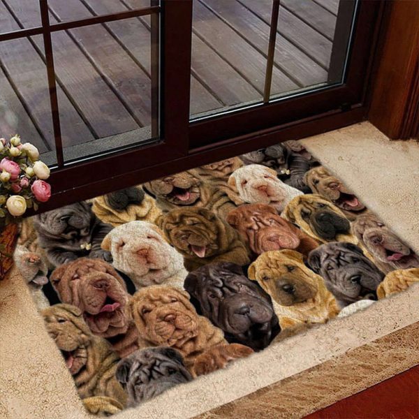 A Bunch Of Shar Peis Doormat – Xmas Welcome Mats – Gift For Dog Lovers