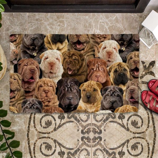 A Bunch Of Shar Peis Doormat – Xmas Welcome Mats – Gift For Dog Lovers