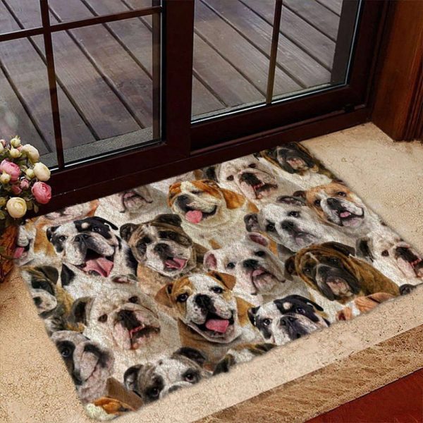 A Bunch Of English/British Bulldogs Doormat – Xmas Welcome Mats – Gift For Dog Lovers