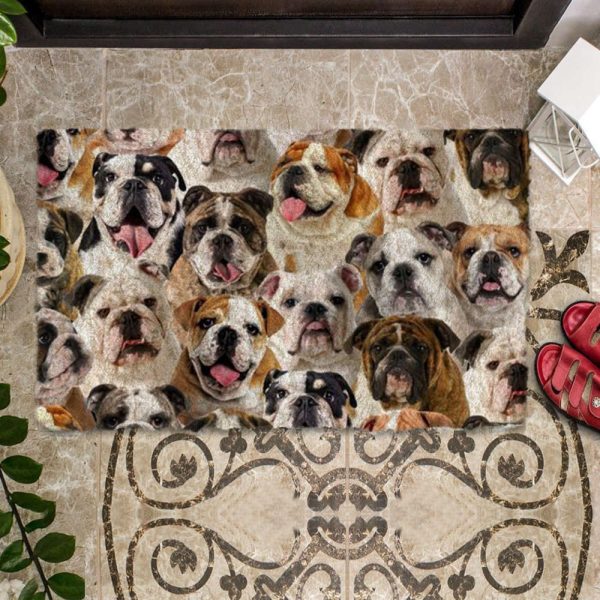 A Bunch Of English/British Bulldogs Doormat – Xmas Welcome Mats – Gift For Dog Lovers