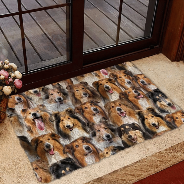 A Bunch Of Rough Collies Doormat – Xmas Welcome Mats – Gift For Dog Lovers