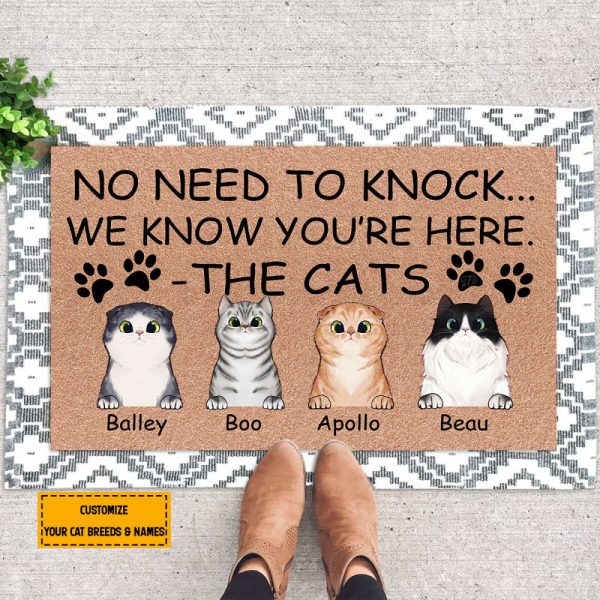 Personalized Name And Art No Need To Knock We Know You’Re Here Doormat For Dog Lovers