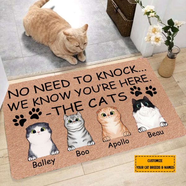 Personalized Name And Art No Need To Knock We Know You’Re Here Doormat For Dog Lovers