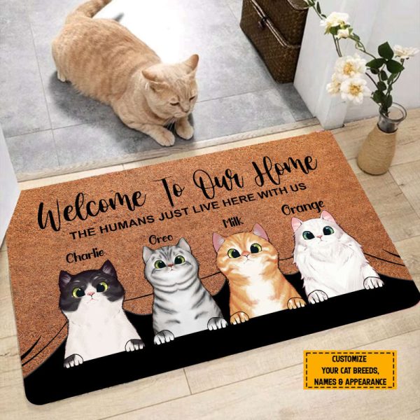 Customized Welcome To Our Home Doormat, Cat Doormat, Gift For Dog Lovers