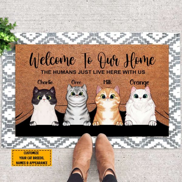 Customized Welcome To Our Home Doormat, Cat Doormat, Gift For Dog Lovers