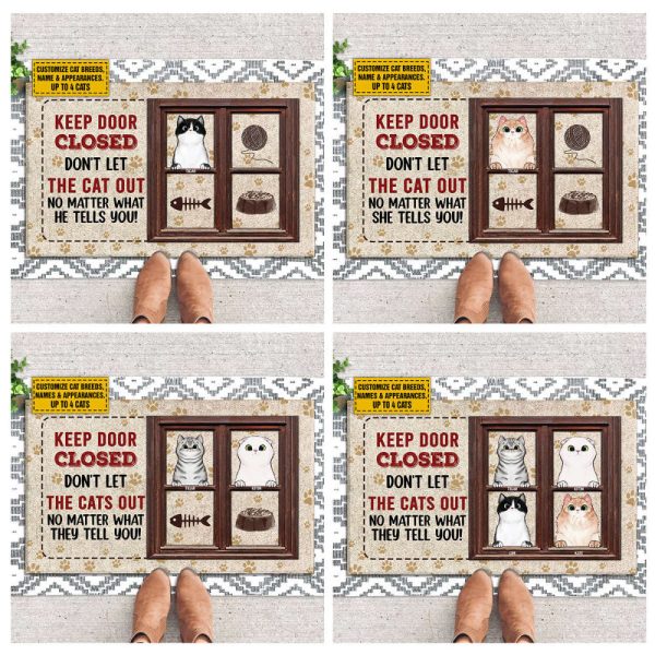 Customized Don’T Let The Cats Out, Personalized Custom Doormat For Dog Lovers