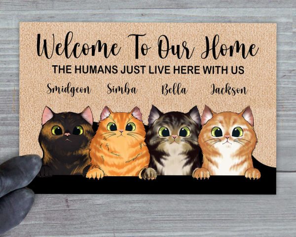 Custom Cat Doormat, Welcome Home Mat, Housewarming Gifts For Cat Lover