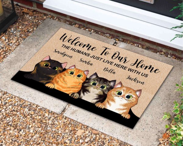 Custom Cat Doormat, Welcome Home Mat, Housewarming Gifts For Cat Lover