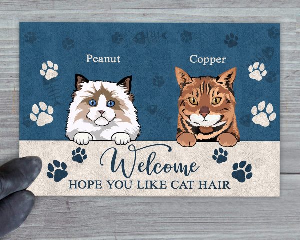 Custom Cat Doormat, Personalized Cat Welcome Mat, Best Gifts For Cat Lover