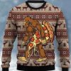 Vintage Big Foot Print Crew Neck Sweatshirt, Ugly christmas Sweater For Family