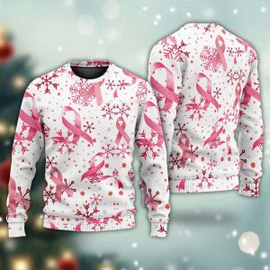 Breast Cancer Pink Ribbon Merry Christmas…