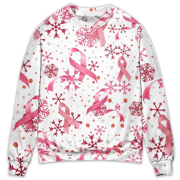Breast Cancer Pink Ribbon Merry Christmas Sweater, Ugly Sweater For Men And Women
