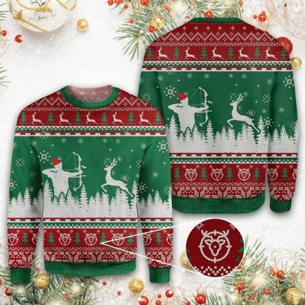 Happy Christmas Deer Hunting Ugly Christmas Sweater, Gift For Christmas