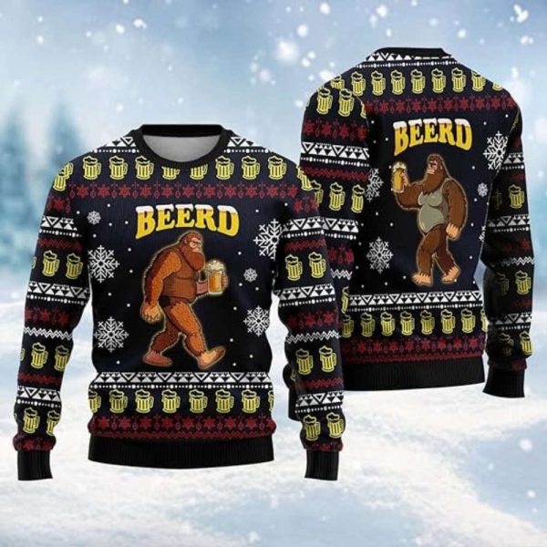 Bigfoot Ugly Christmas Sweater, Sasquatch Crew Neck Sweatshirt, Gift For Christmas