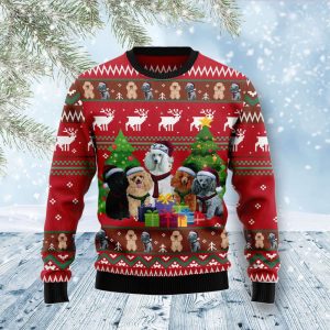 Poodle Family Snow Ugly Christmas Sweater,…