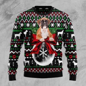 Boxer Xmas Ball Ugly Christmas Sweater,…