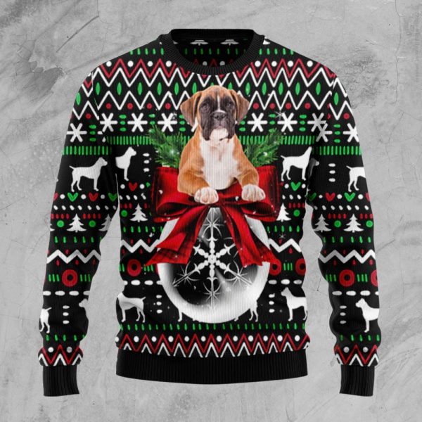 Boxer Xmas Ball Ugly Christmas Sweater, Christmas Gift For Men And Women