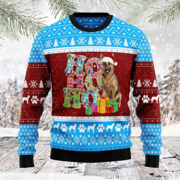 Hohoho German Shepherd Ugly Christmas Sweater, Gift For Christmas