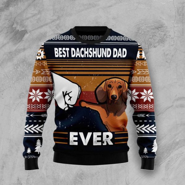 Best Dachshund Dad Ever Ugly Christmas Sweater, Christmas Gift For Men And Women