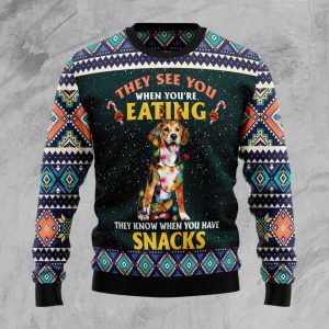 Beagle Snack Ugly Christmas Sweater, Christmas…