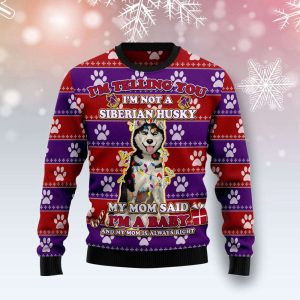 Siberian Husky Baby Christmas Ugly Christmas…